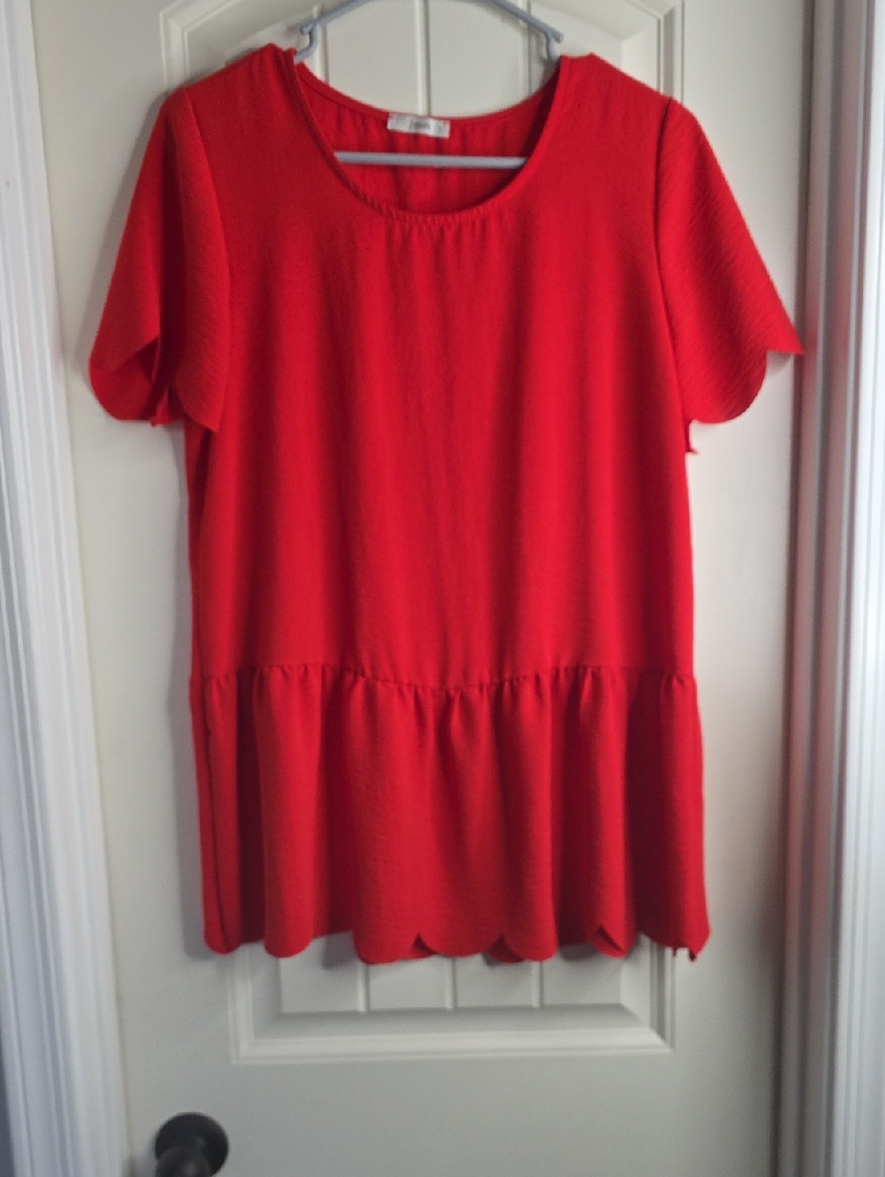 JODIFL Red Short Sleeve Peplum Top
